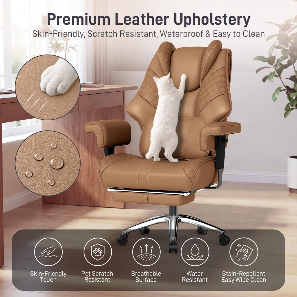 Big and Tall Executive Office Chair with Footrest and Lumbar Support B782471