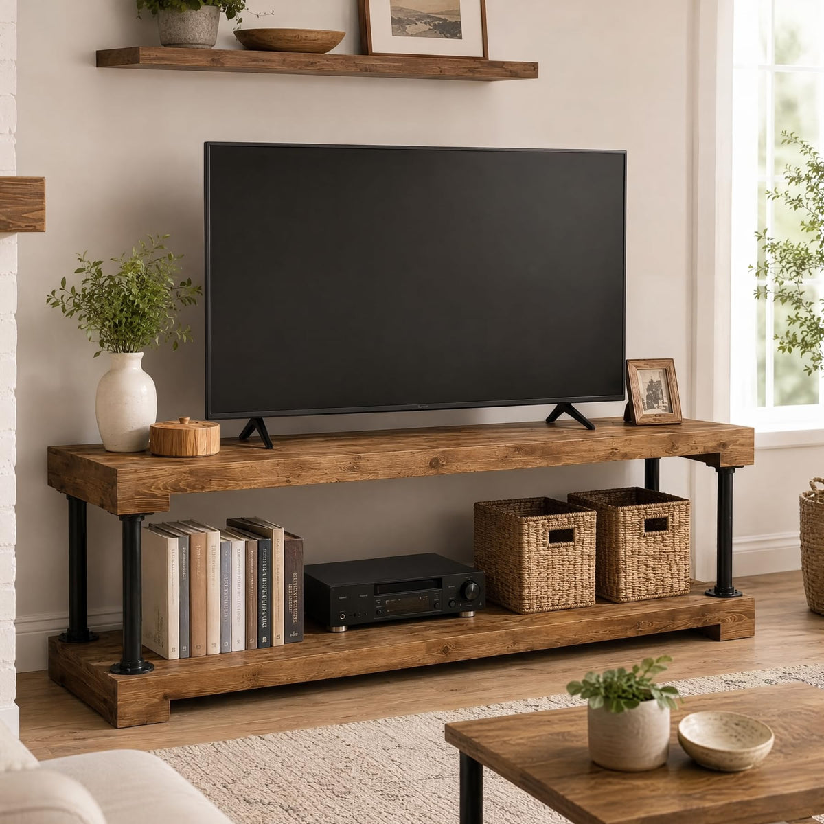Solid Wood TV Stand for 75-Inch TV X25329