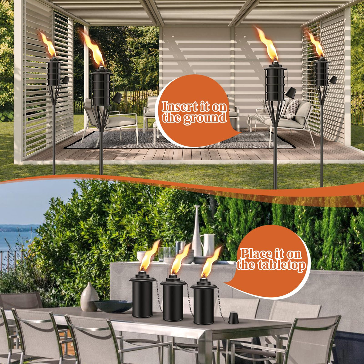 Citronella Garden Torch Set of 6, 16oz Metal Torch U59578