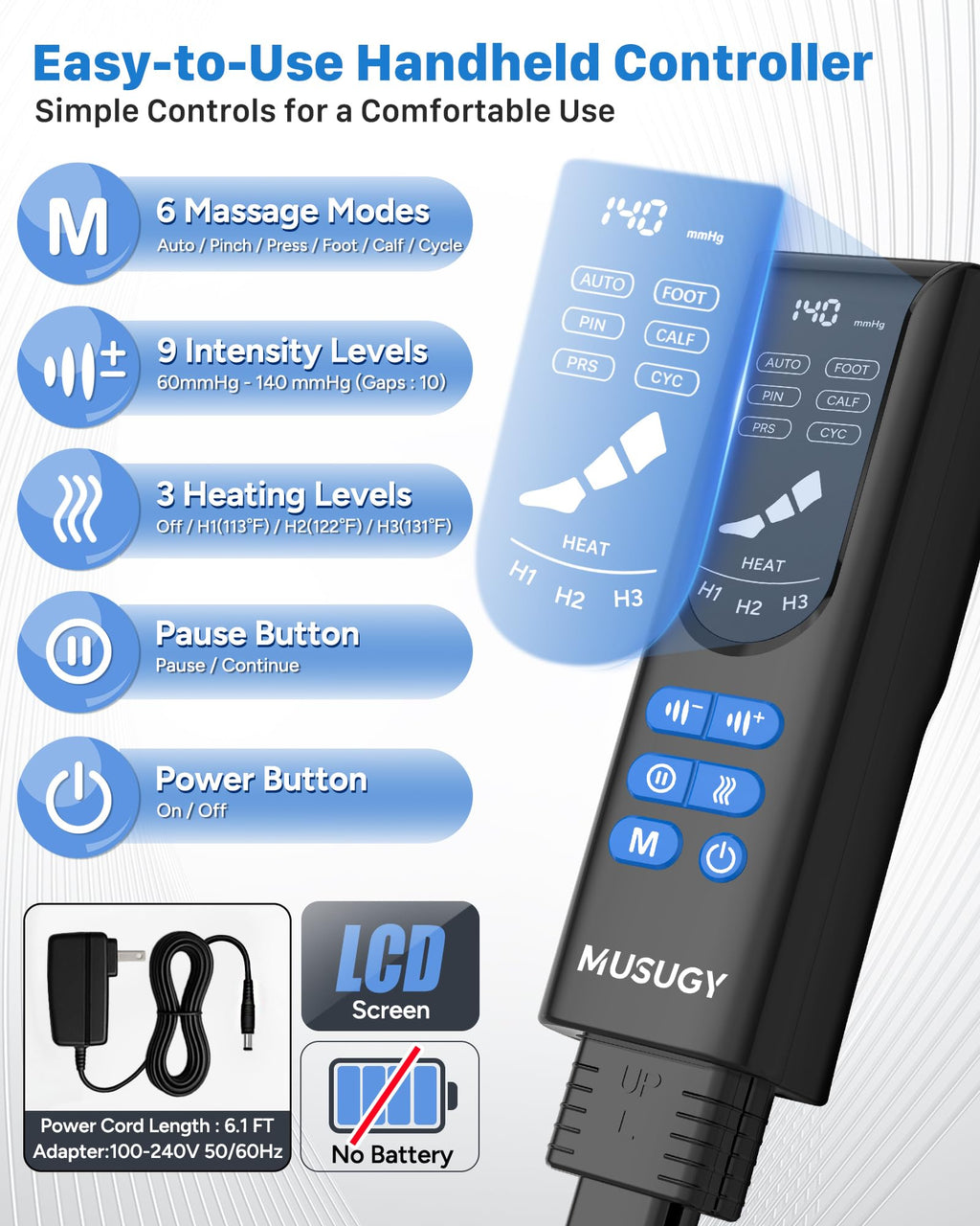 Air Compression Leg Massager with Heat R26334