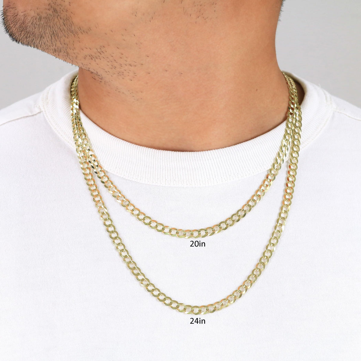 14K Yellow Gold Cuban Curb Link Chain Necklace A105