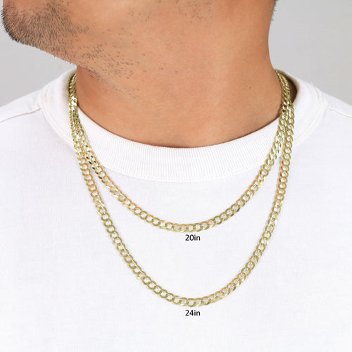 14K Yellow Gold Cuban Curb Link Chain Necklace A105
