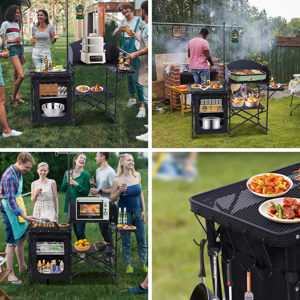Black Portable Folding Camping Table Y1116