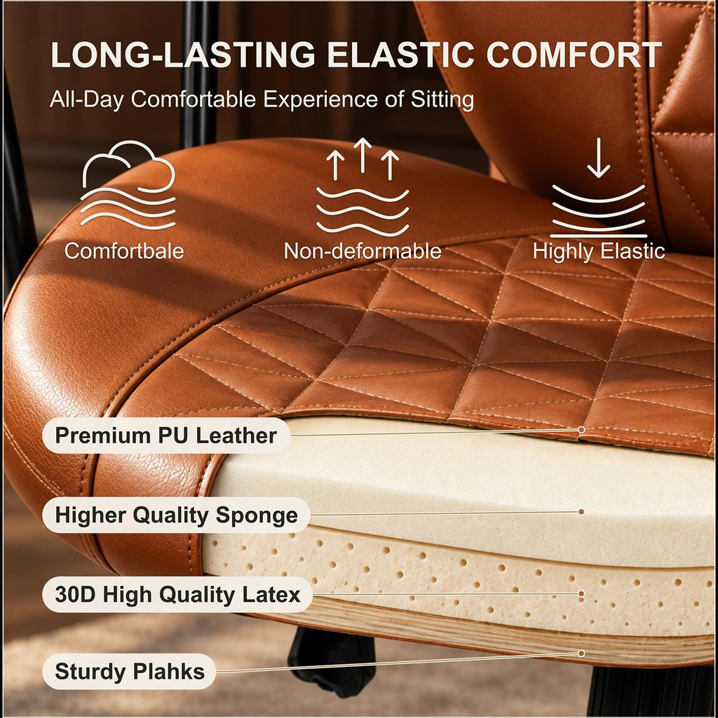 Brown PU Leather Office Chair with Lumbar Support A7944