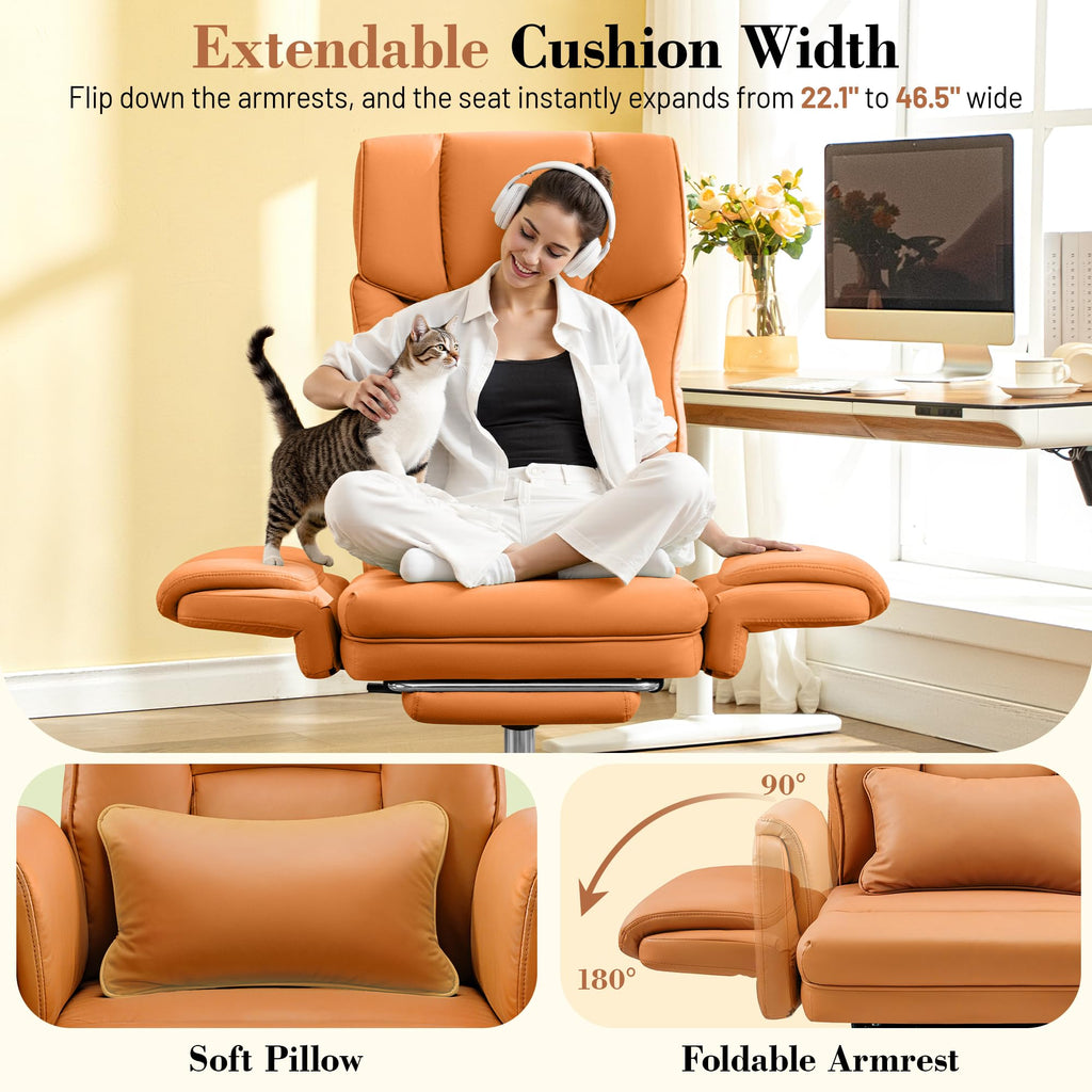 Brown Office Chair with Flip Armrests Q463109