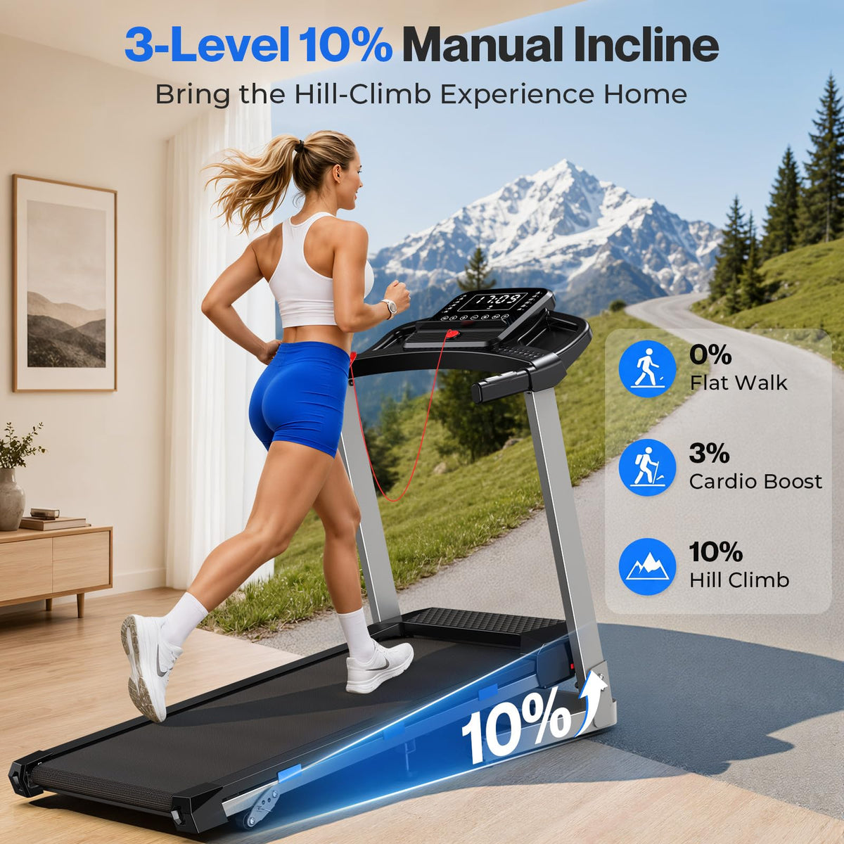 Foldable Treadmill with 10% Incline 400 LBS Capacity Q9765
