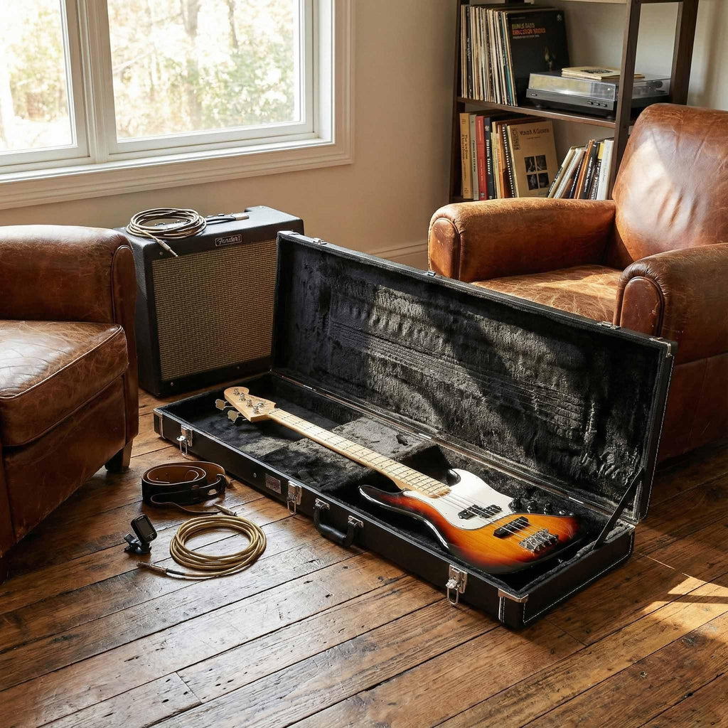 Black Bass Guitar Hard Case with Lock and Key D955233