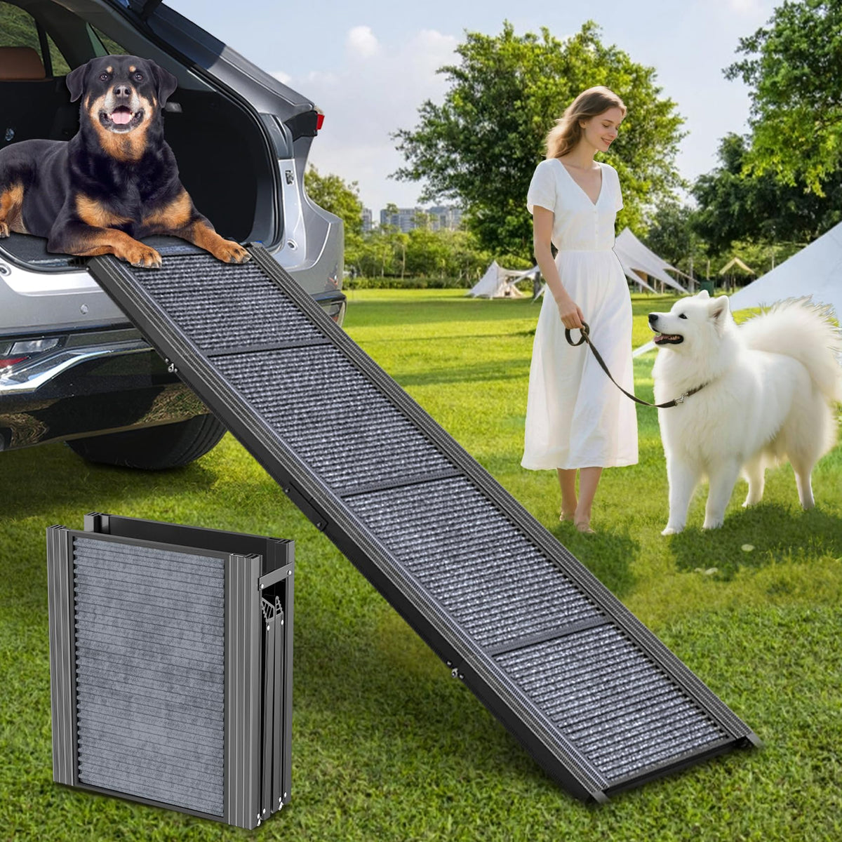 63" L × 17" W Lightweight Foldable Dog Ramp V172832