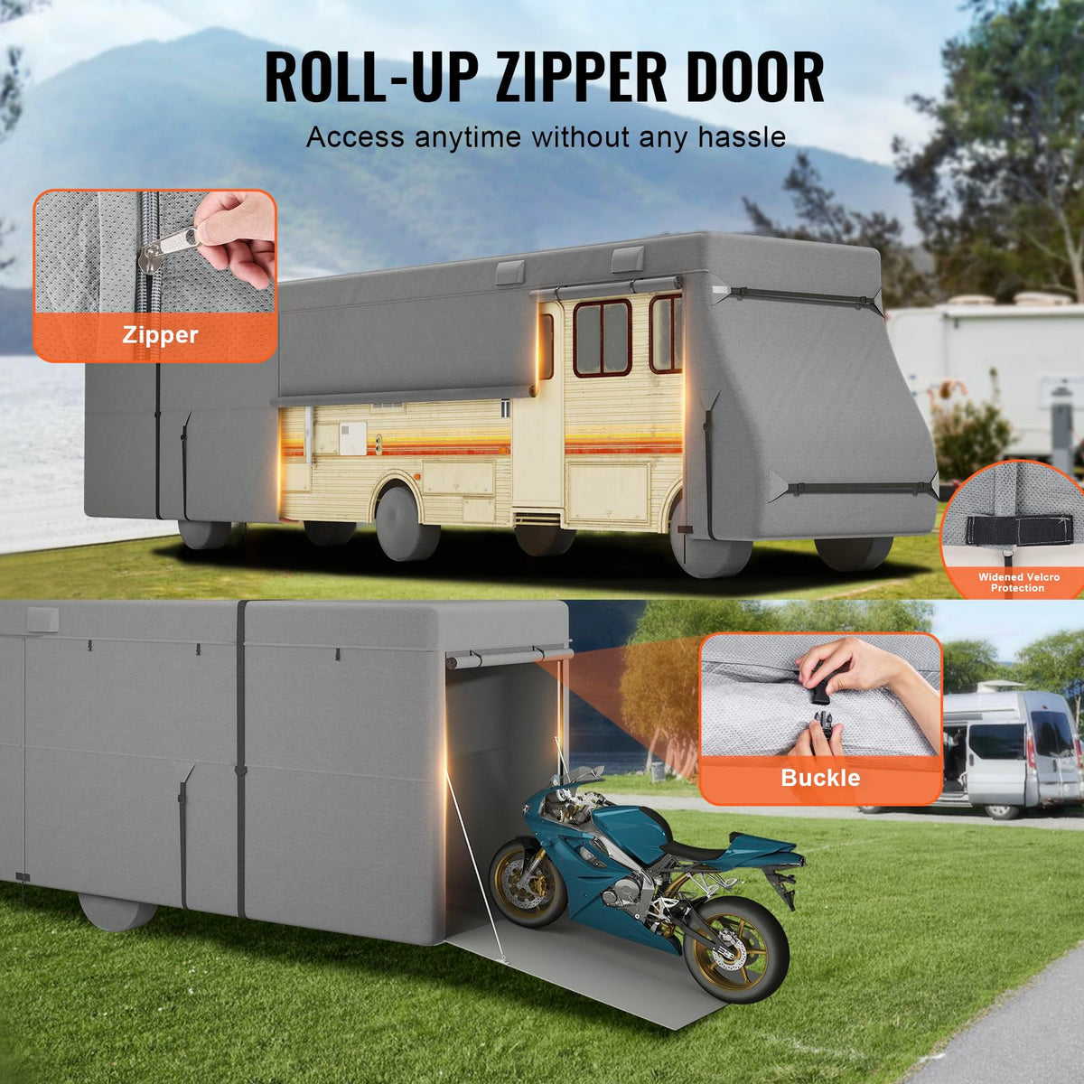 40-43 ft Non-Woven Fabric Waterproof RV Cover with Storage Bag V621
