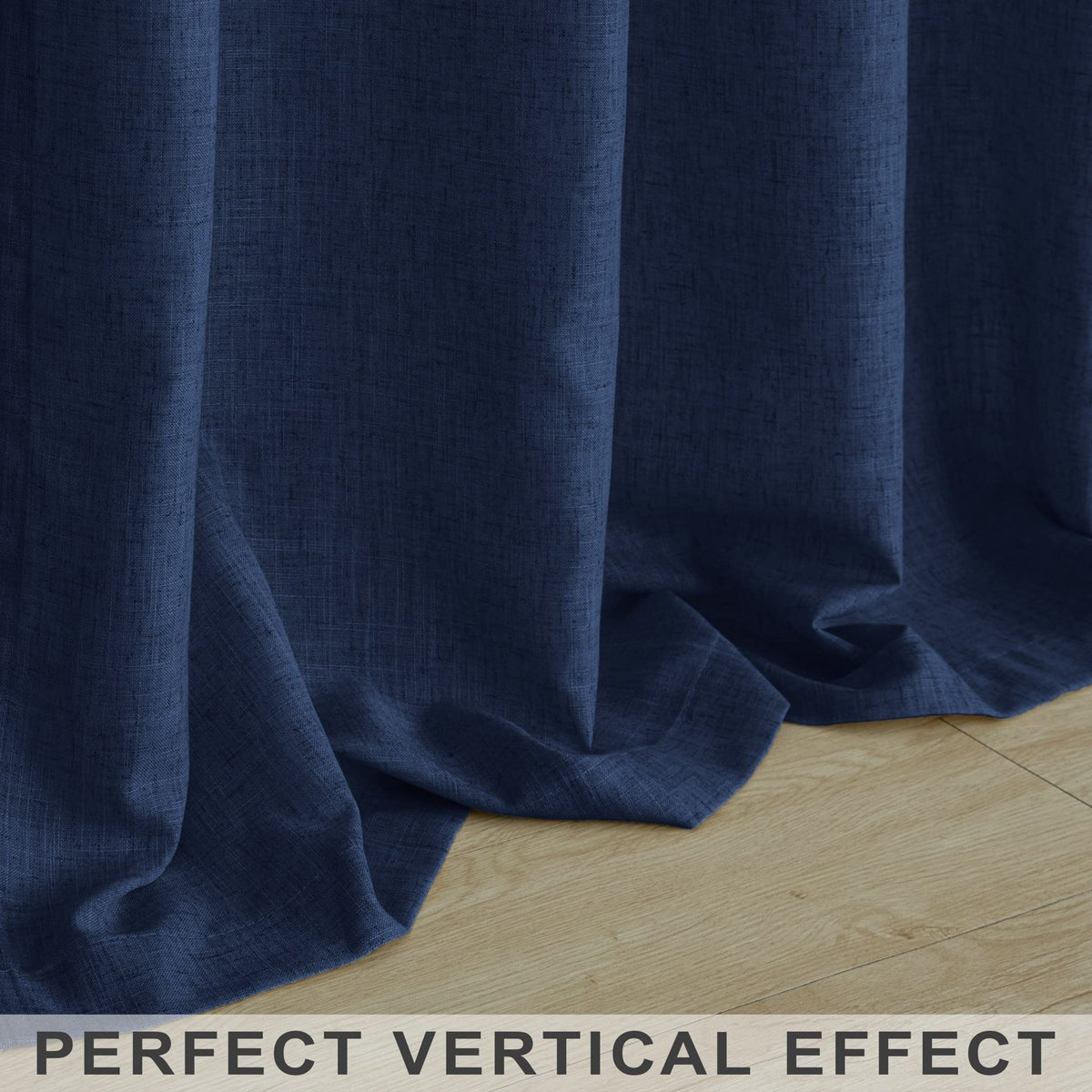 Navy Blue Linen Curtains 96 Inches Long Rod Pocket Semi Sheer Cotton Canvas S937584