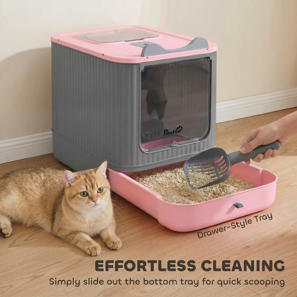 Pink Enclosed Cat Litter Box T388