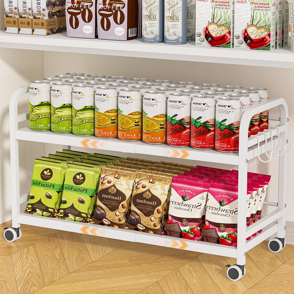 2-Tier Expandable Rolling Cart with Wheels M445