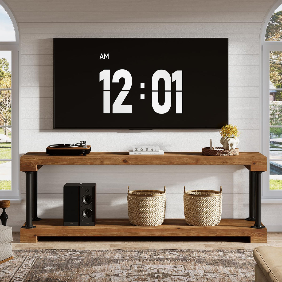 Solid Wood TV Stand for 75-Inch TV X25329