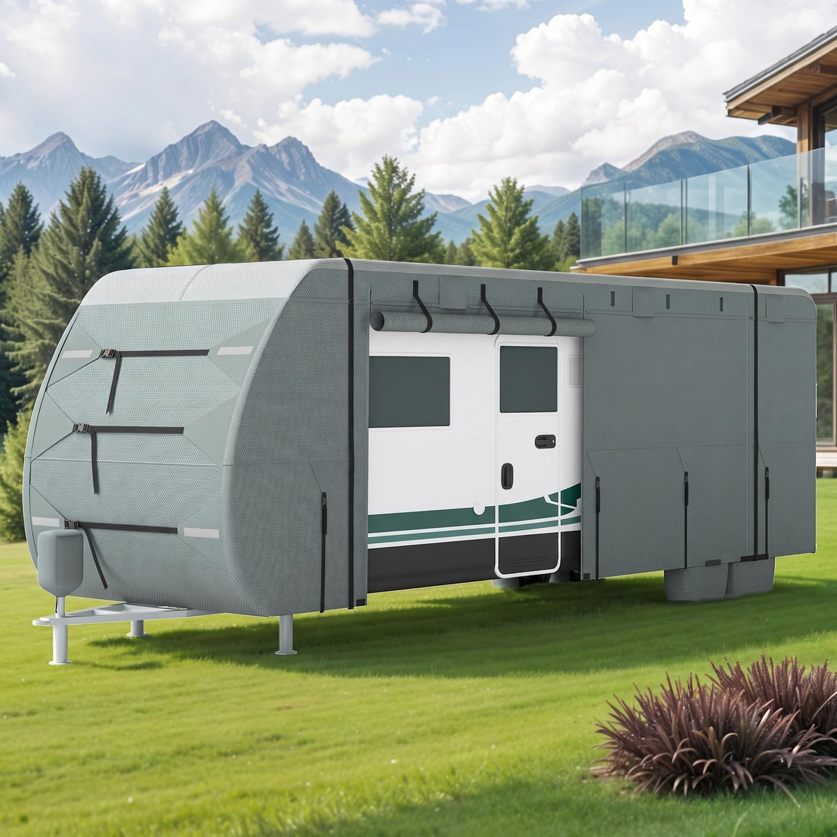 24-27ft 5 Layers Waterproof RV Cover with Tire Covers U660910