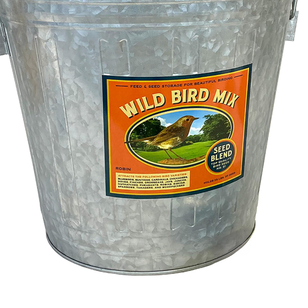 Galvanized Steel Bird Seed Storage Bucket Bin with Scoop N9994