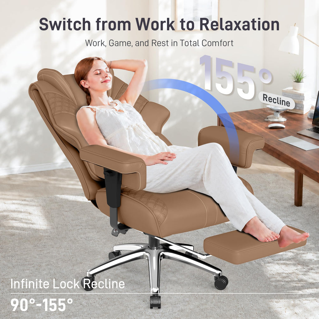 Big and Tall Executive Office Chair with Footrest and Lumbar Support B782471
