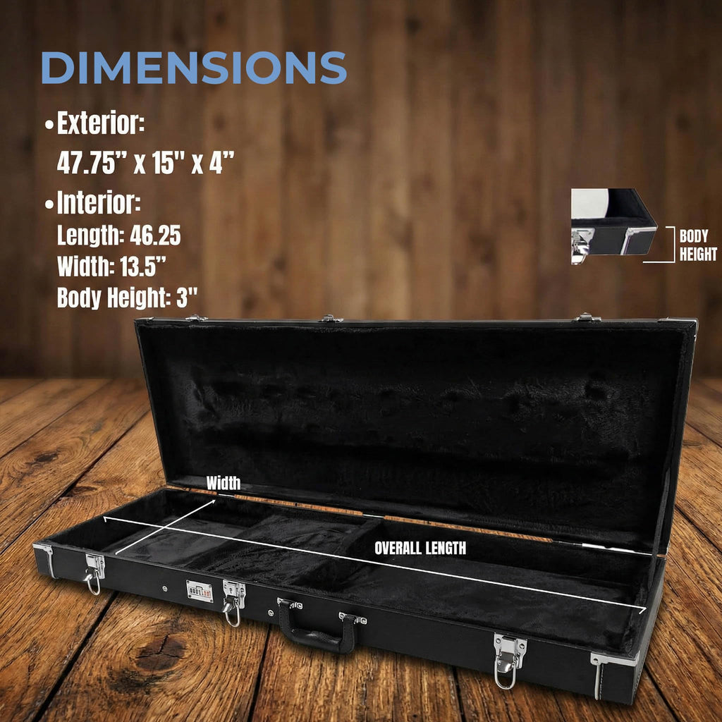 Black Bass Guitar Hard Case with Lock and Key D955233