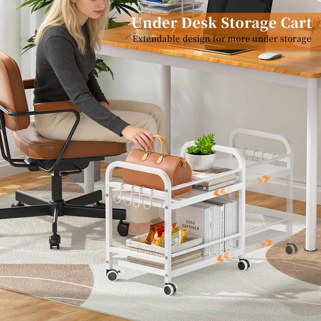 2-Tier Expandable Rolling Cart with Wheels M445