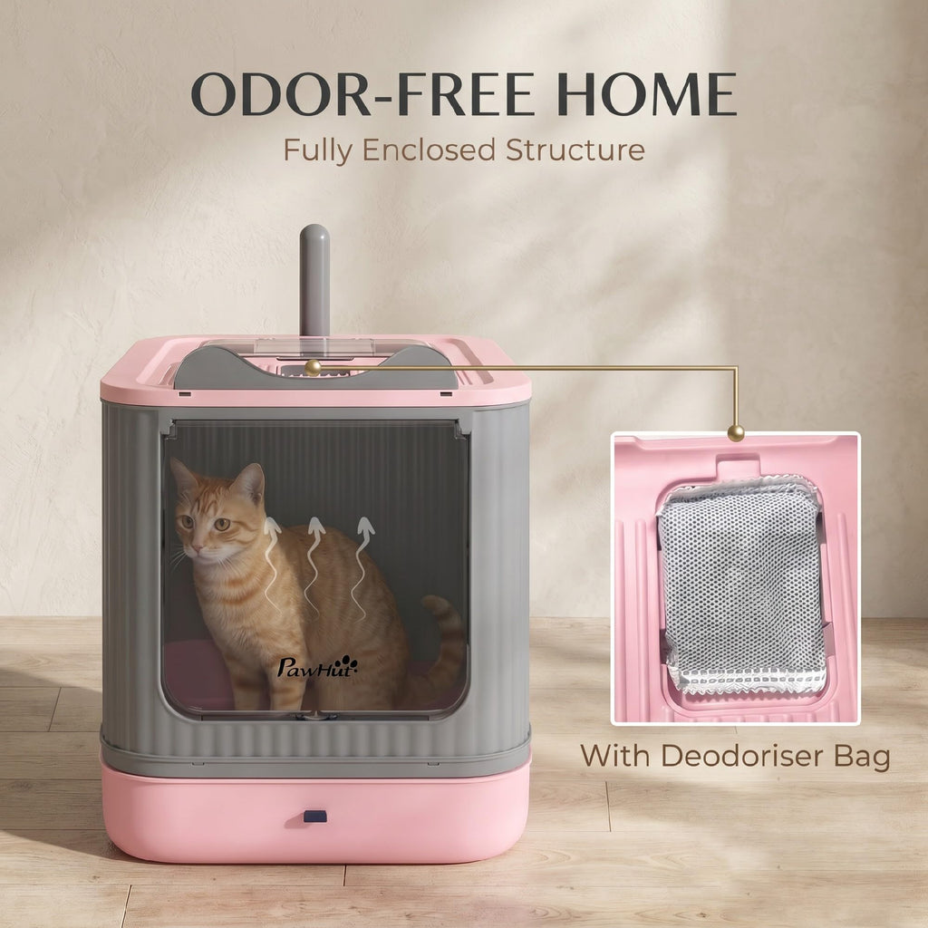 Pink Enclosed Cat Litter Box T388