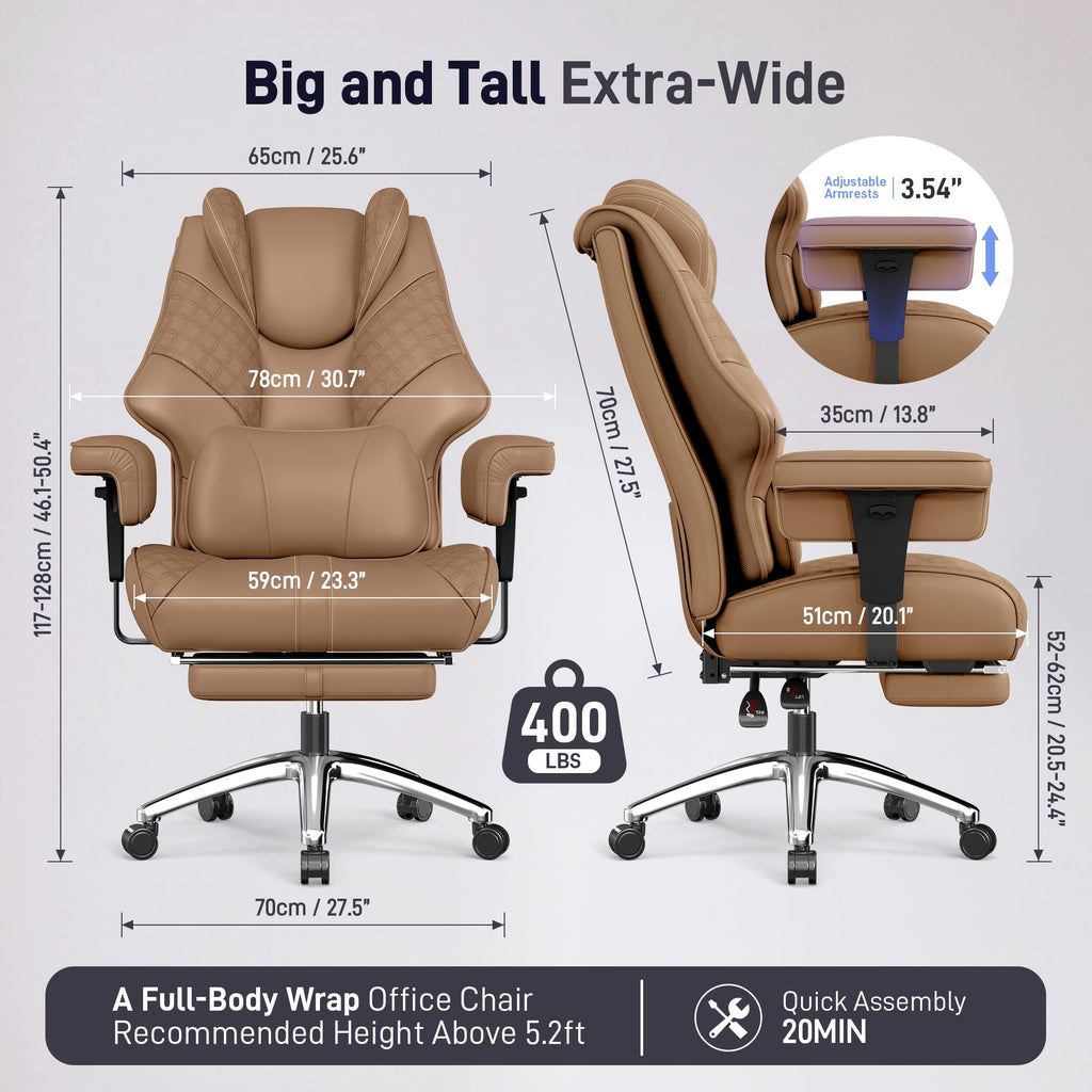 Big and Tall Executive Office Chair with Footrest and Lumbar Support B782471