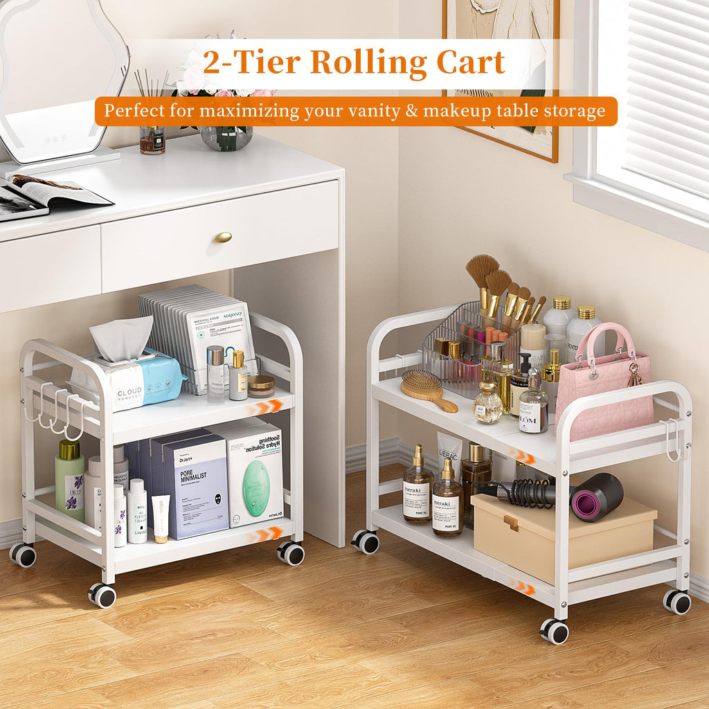 2-Tier Expandable Rolling Cart with Wheels M445