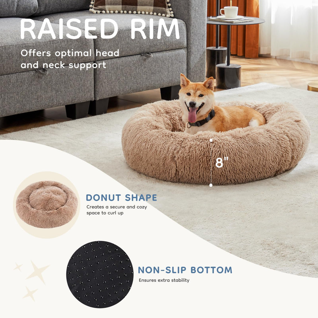 30.7 Inch Fluffy Faux Fur Plush Dog Bed A64068