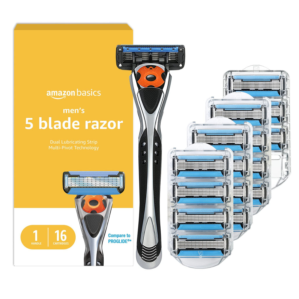 5-Blade Men's Razor with 16 Cartridges, Black T693928