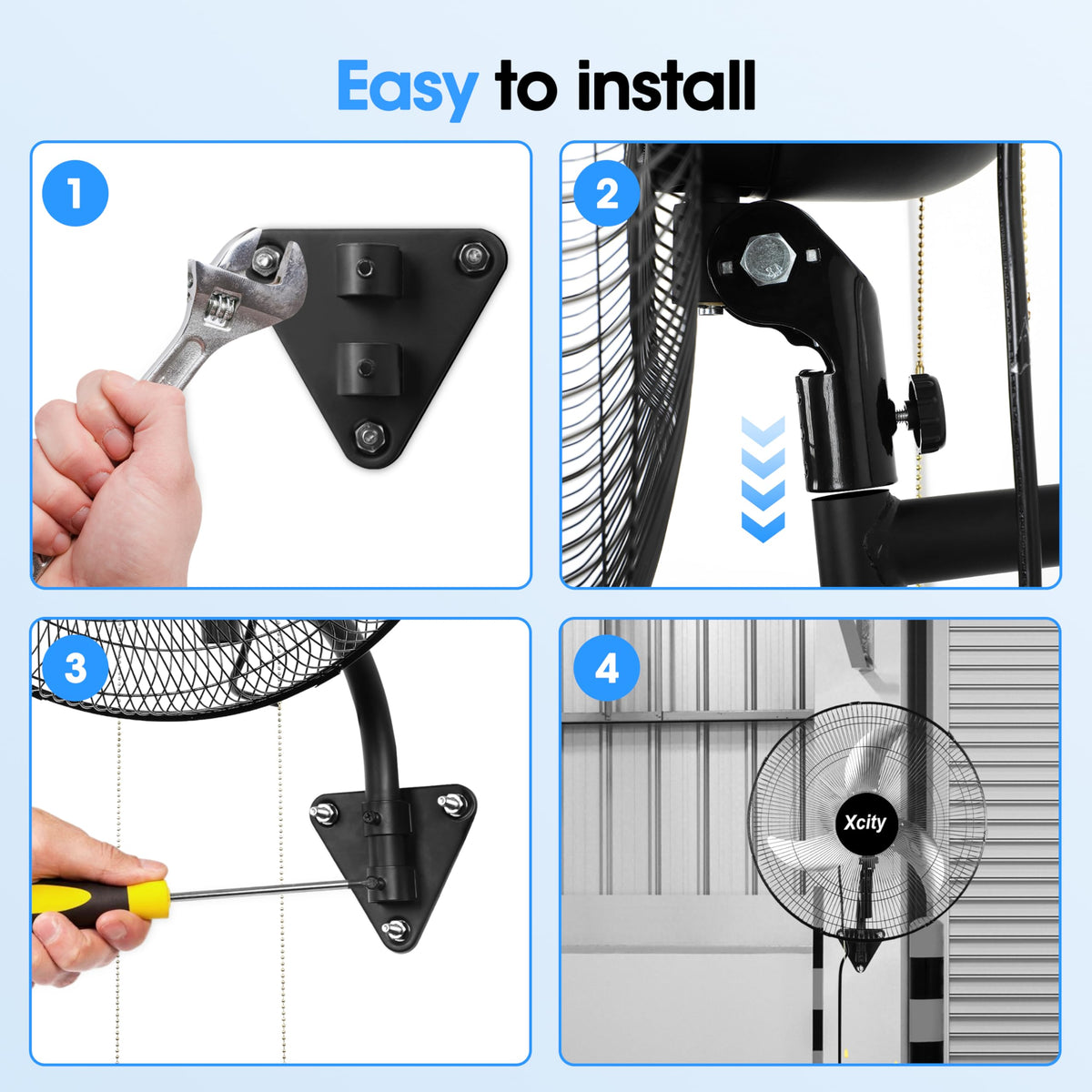 20 inch Industrial Wall Mounted Oscillating Fan, 3-Speed, 5500 CFM, Black M11992
