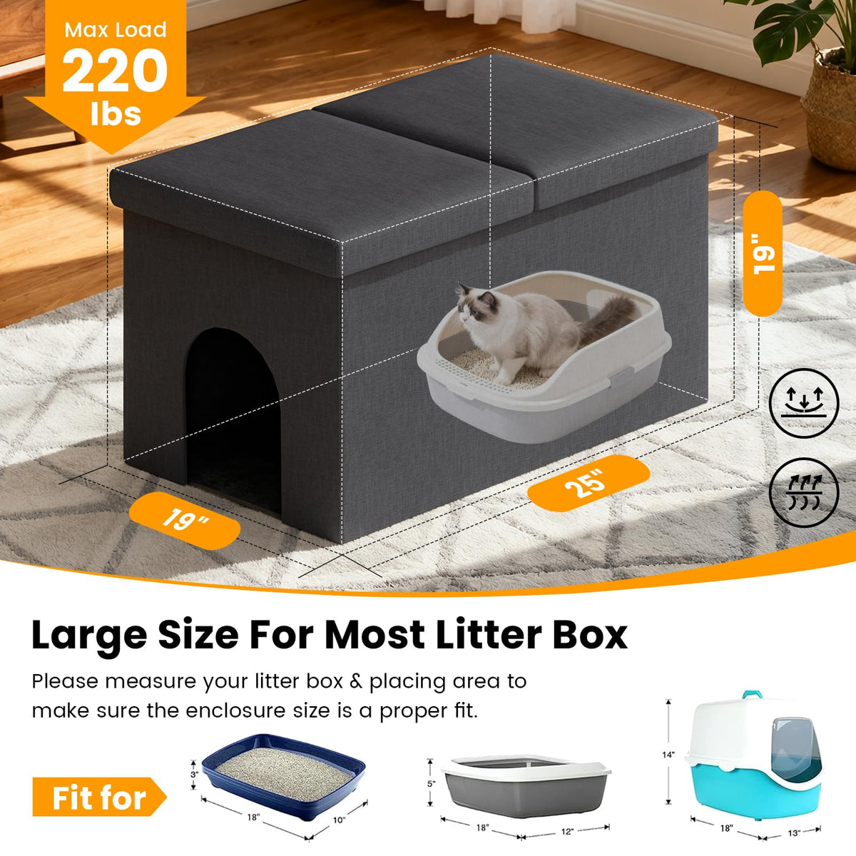 Dark Grey Cat Litter Box Enclosure X9861