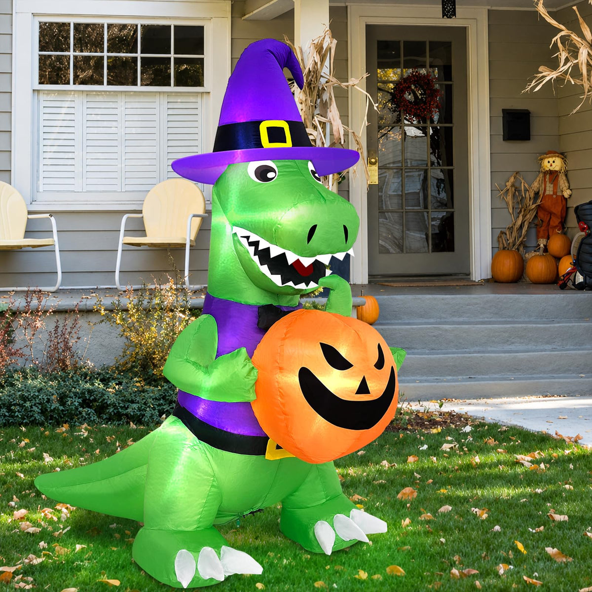 4 Ft Halloween Inflatables Witch Dinosaur H710