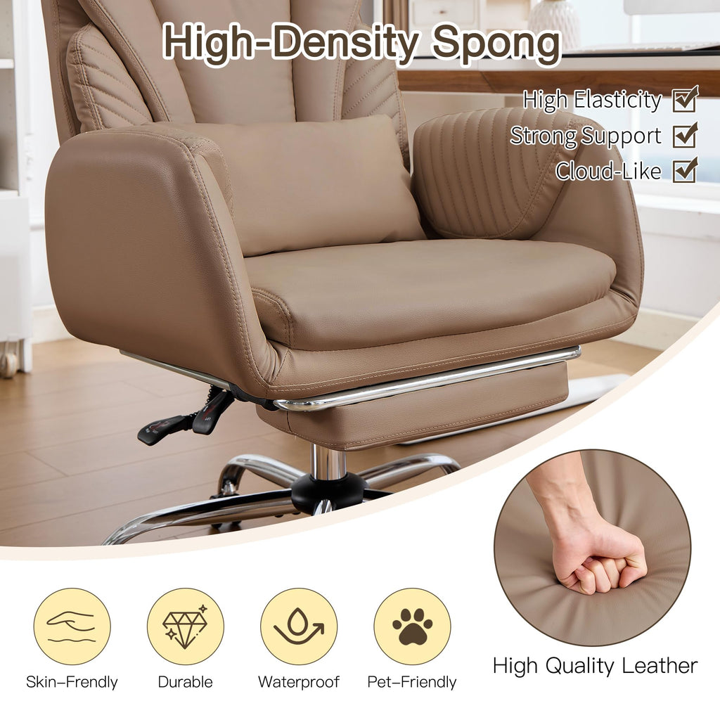 Cross Legged Office Chair with Flip Armrest and Footrest Brown E212