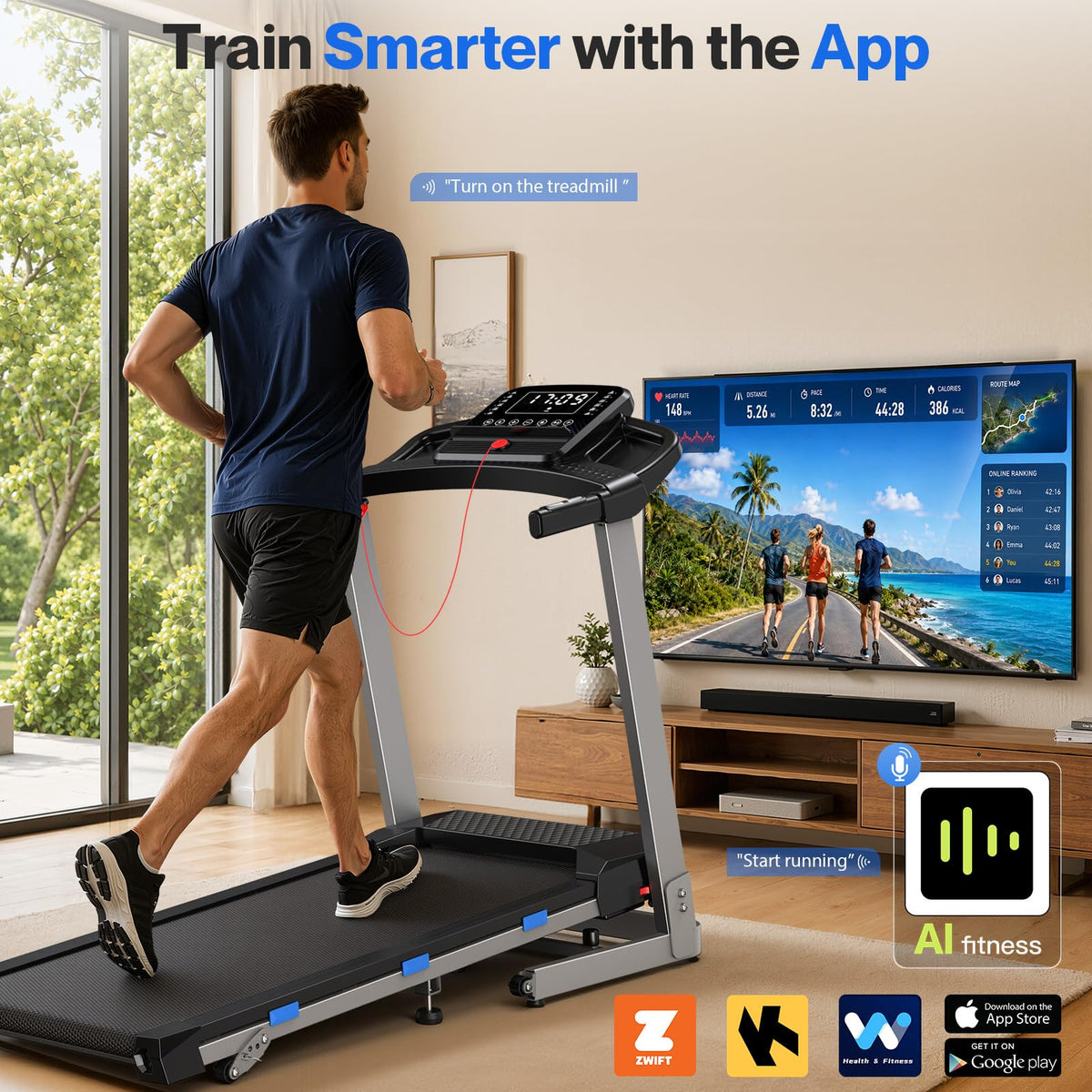 Foldable Treadmill with 10% Incline 400 LBS Capacity Q9765