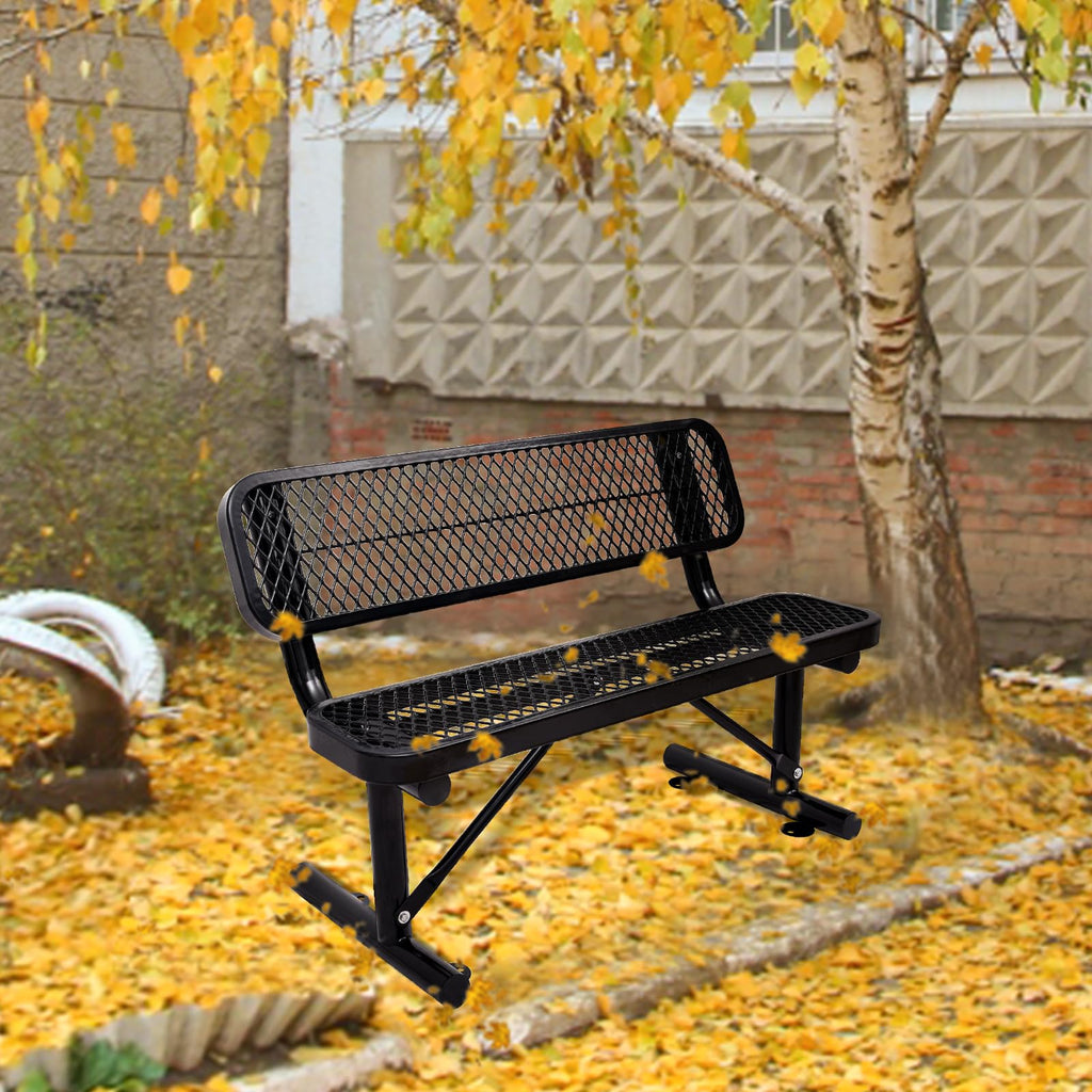 Metal Park Bench with Backrest H18420