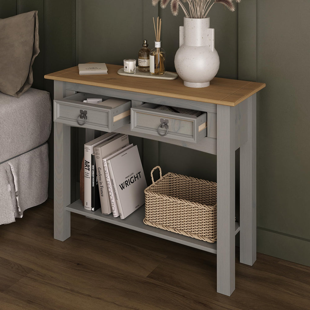 Solid Wood Console Table with 2 Drawers W2308