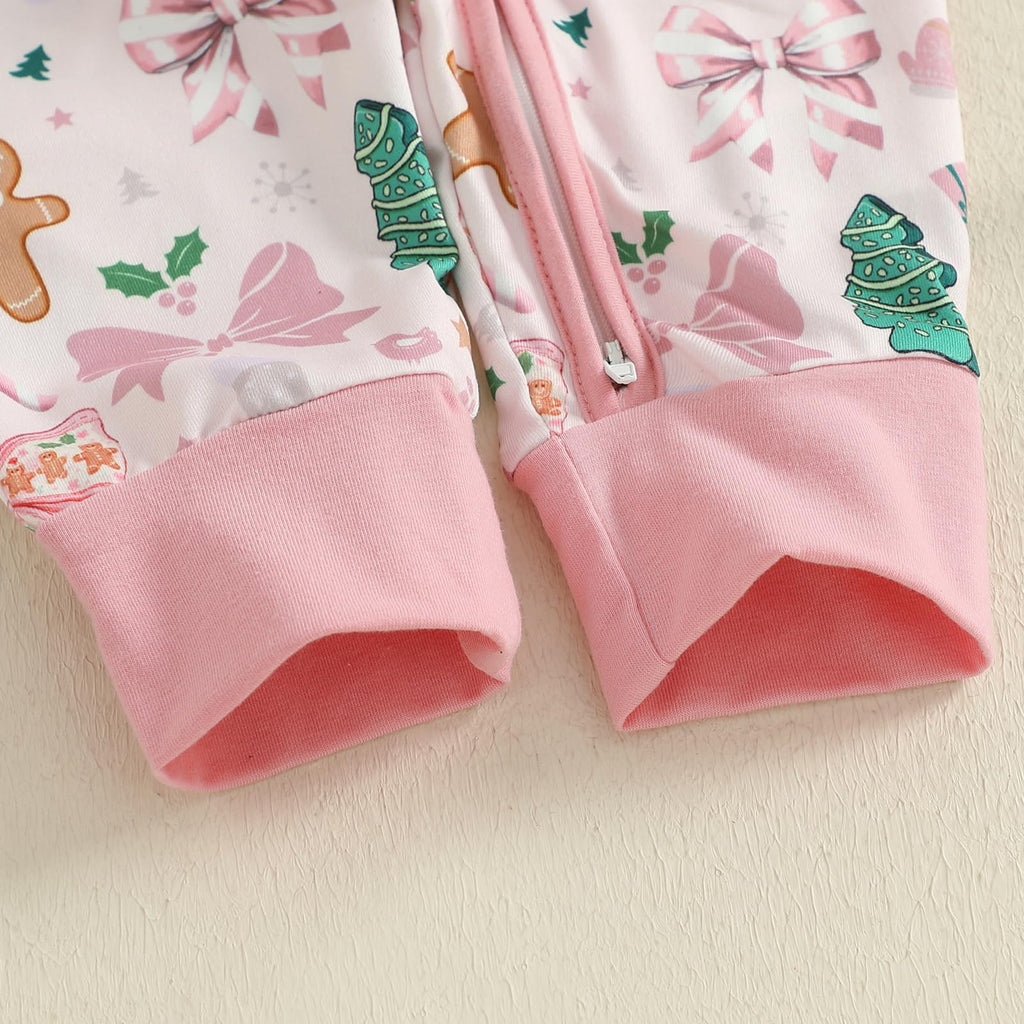 Newborn Christmas Zipper Jumpsuit Romper Q234