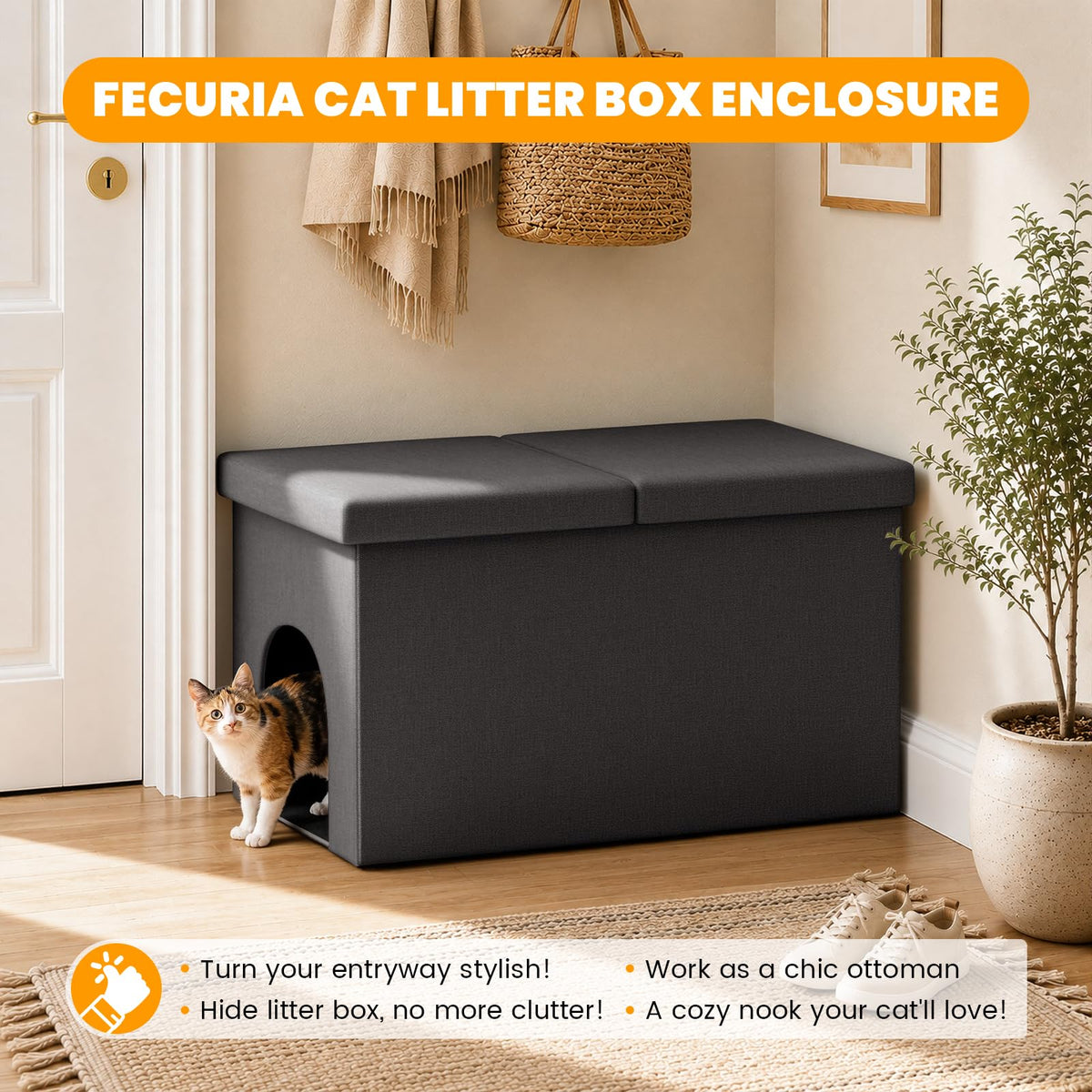 Dark Grey Cat Litter Box Enclosure X9861