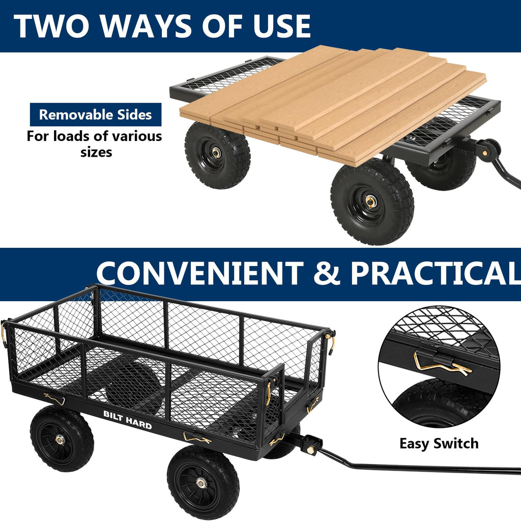10" Flat Free Tires Steel Garden Cart with Rotating Handle B28025