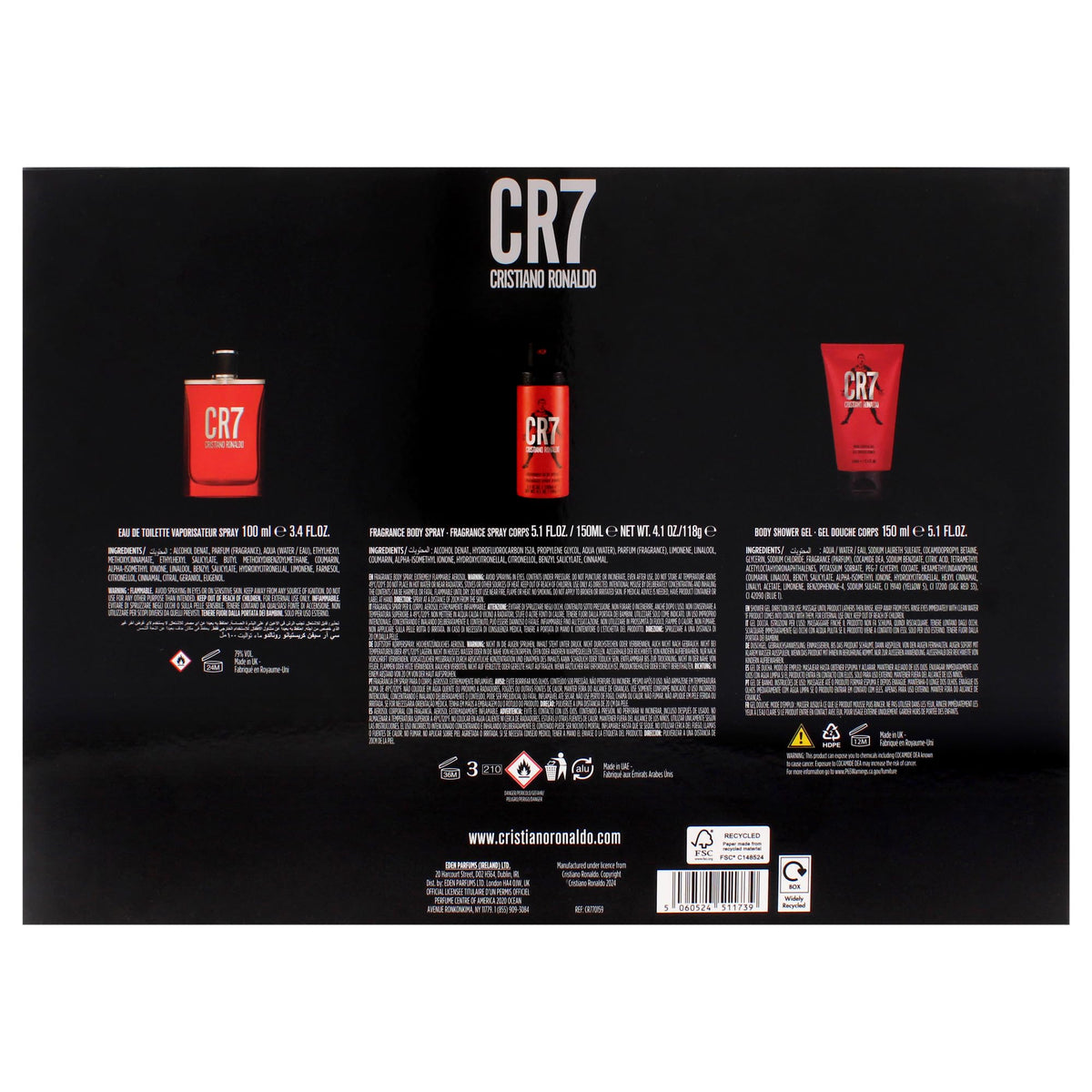 3 Pc Men EDT Spray Body Spray Shower Gel Gift Set U75253