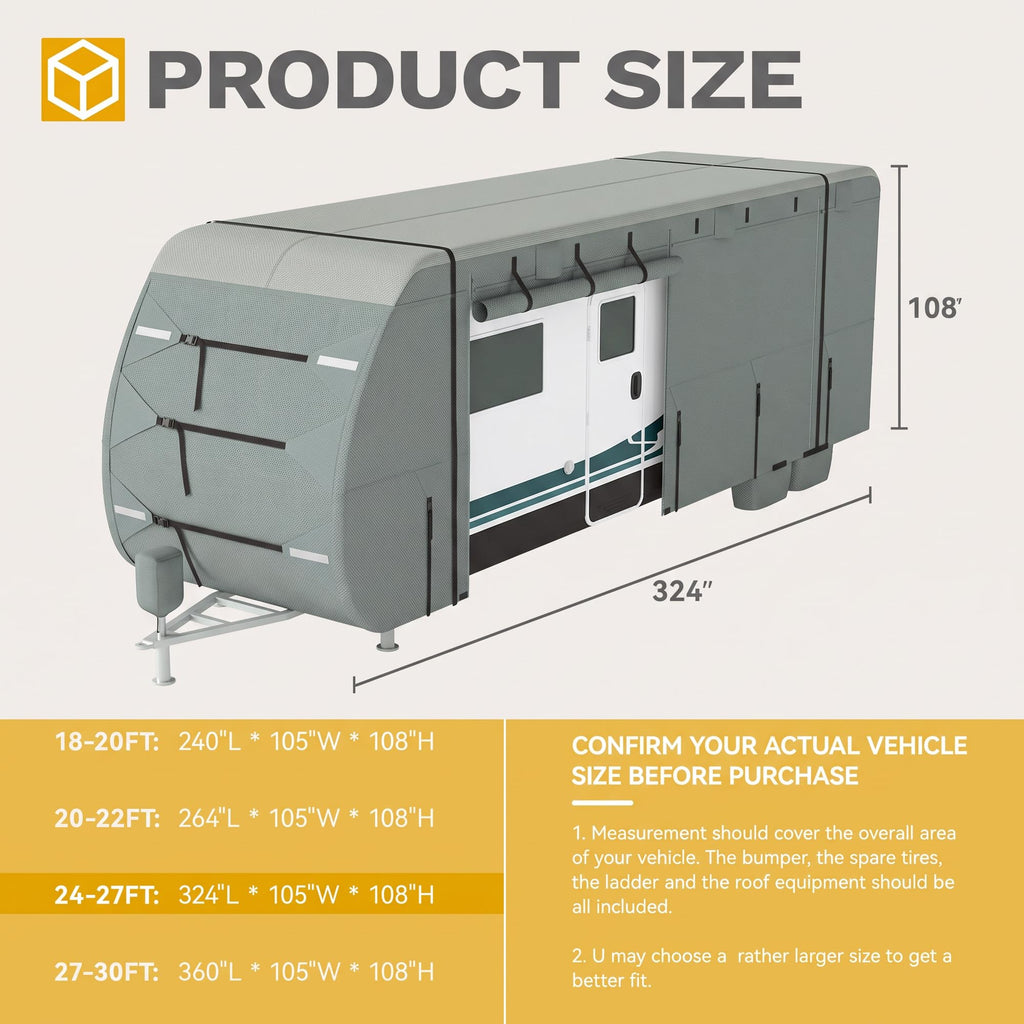 24-27ft 5 Layers Waterproof RV Cover with Tire Covers U660910