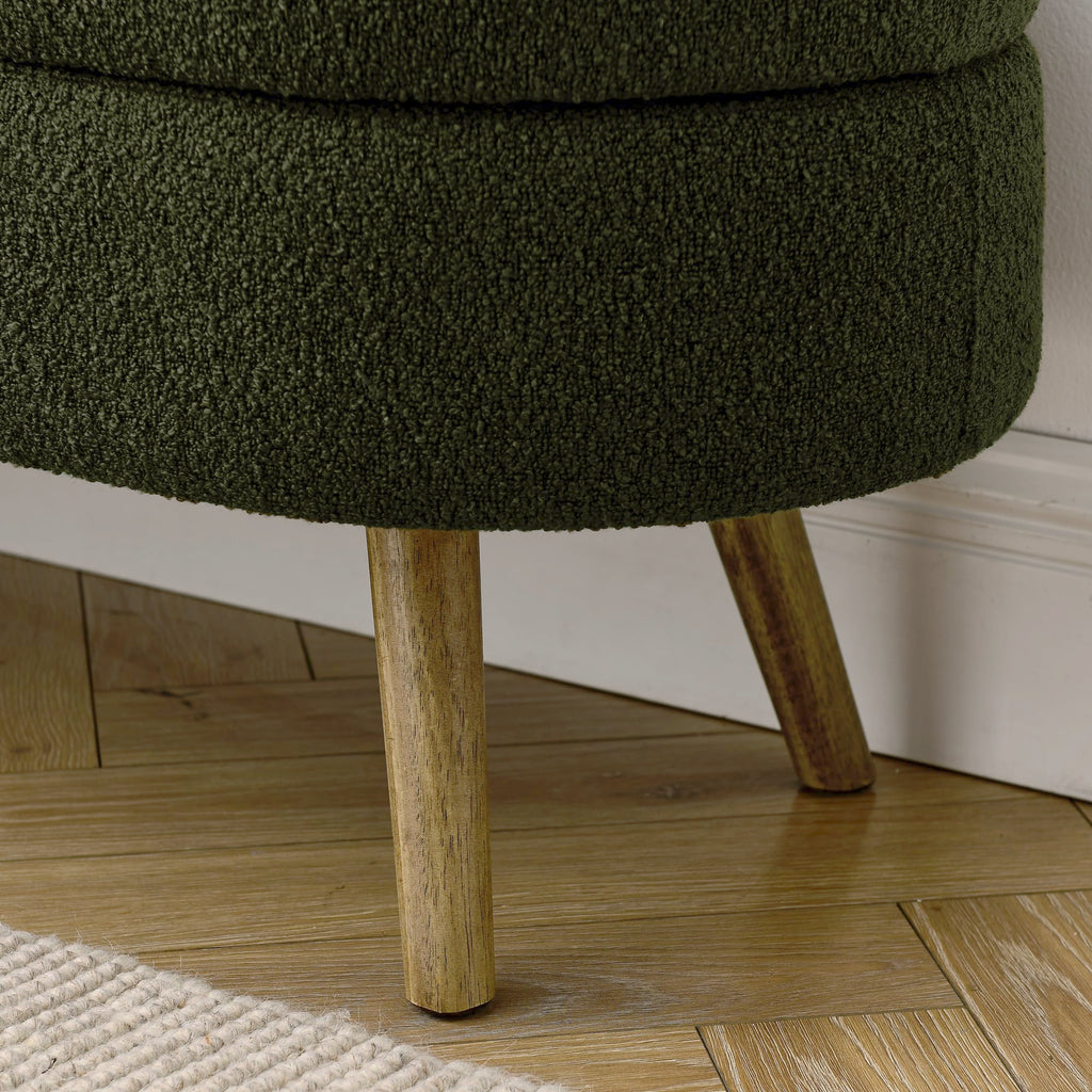 Oval Storage Bench with Rubber Wood Legs Green V70183