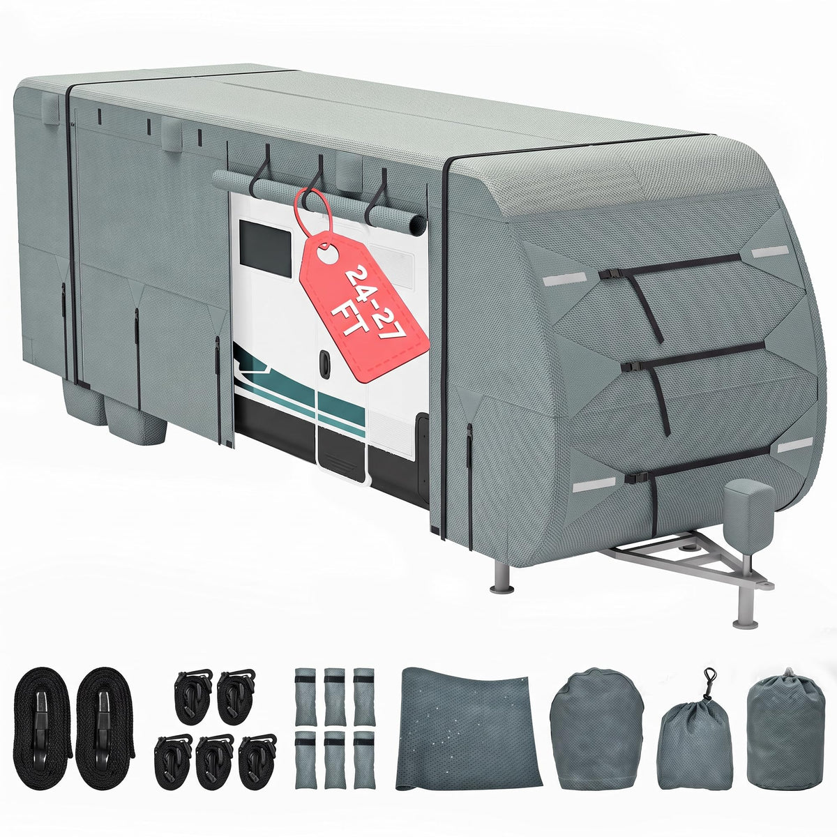 24-27ft 5 Layers Waterproof RV Cover with Tire Covers U660910