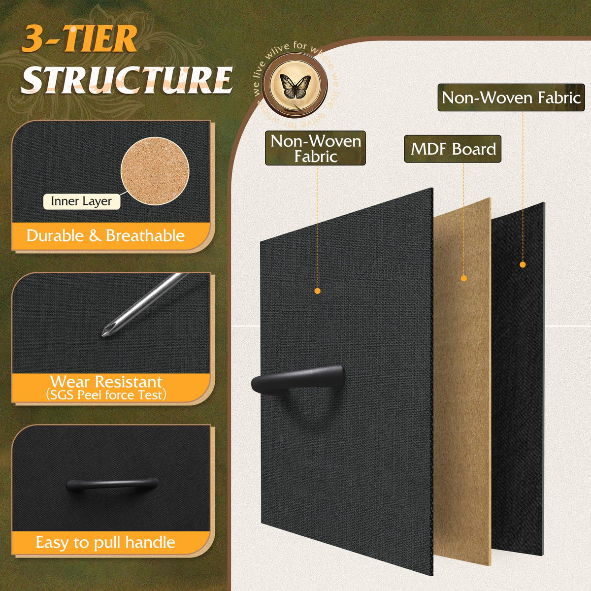 Black 6 Drawer Tall Dresser P1013