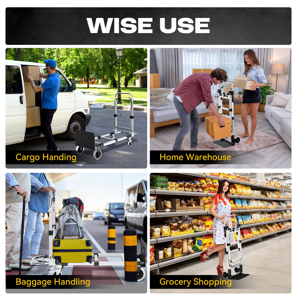 3-in-1 Folding Hand Truck 600LBS Heavy Duty Convertible Cart E773539