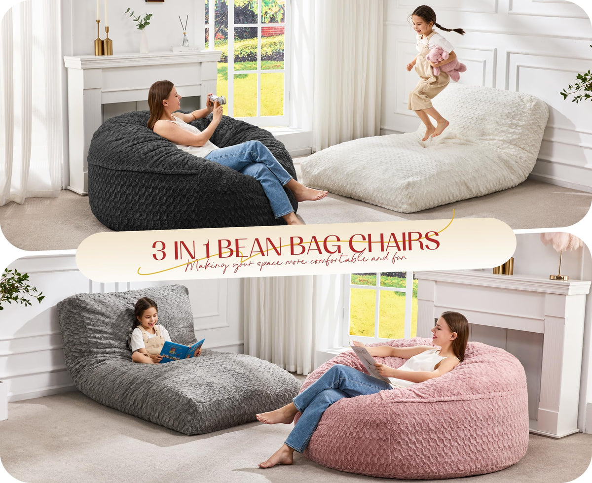 Bean Bag Chair Convertible 3 in 1 Washable Giant W500