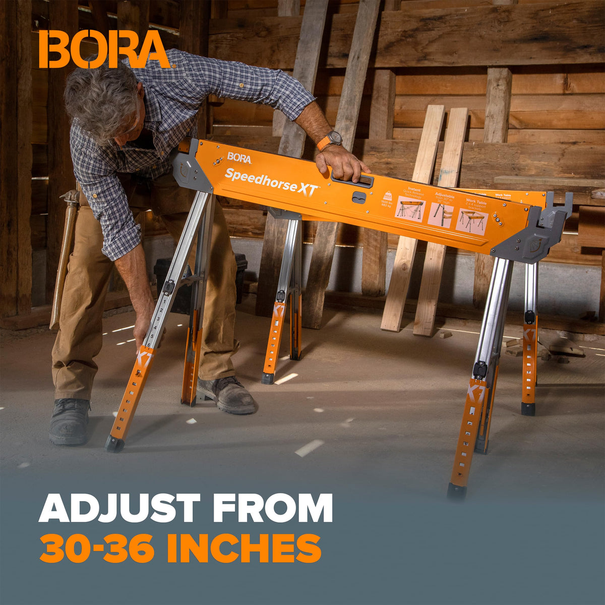 2 Pack Adjustable Folding Heavy Duty Sawhorse M48574