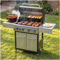 4 Burner Gas Grill with Side Burner and Wheels W858