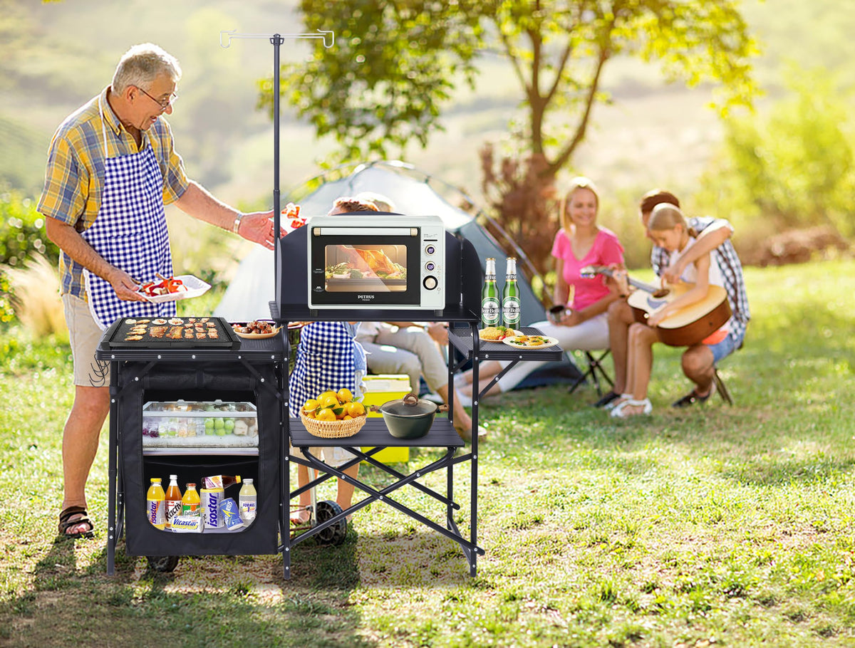 Black Portable Folding Camping Table Y1116