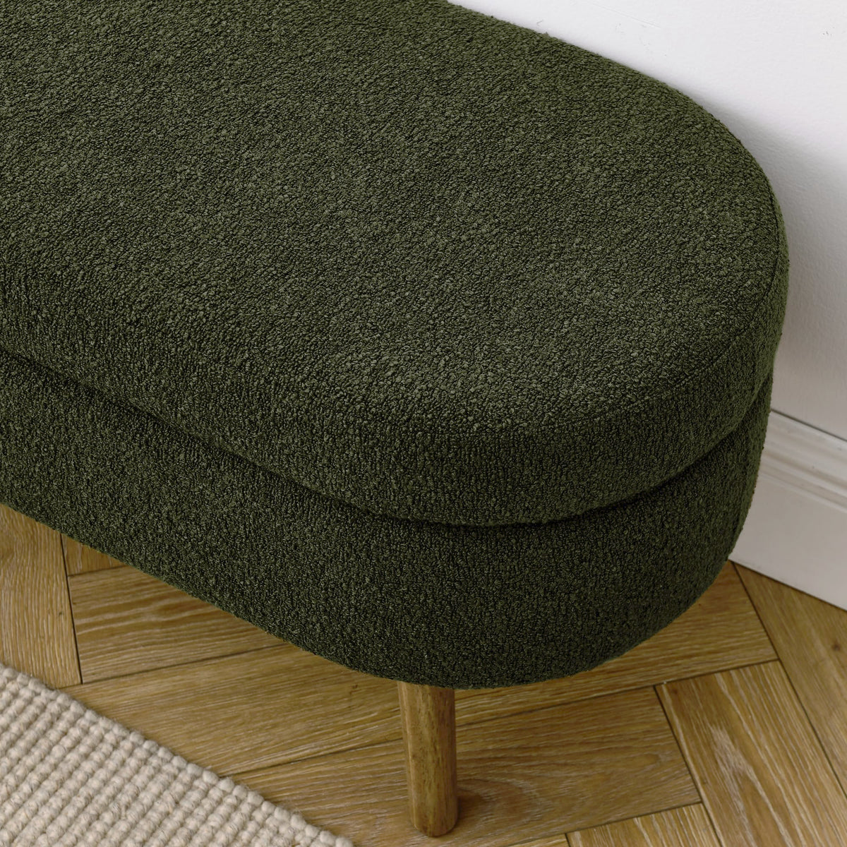 Oval Storage Bench with Rubber Wood Legs Green V70183